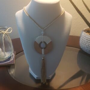 Chic Gold and Cream Tassel Necklace